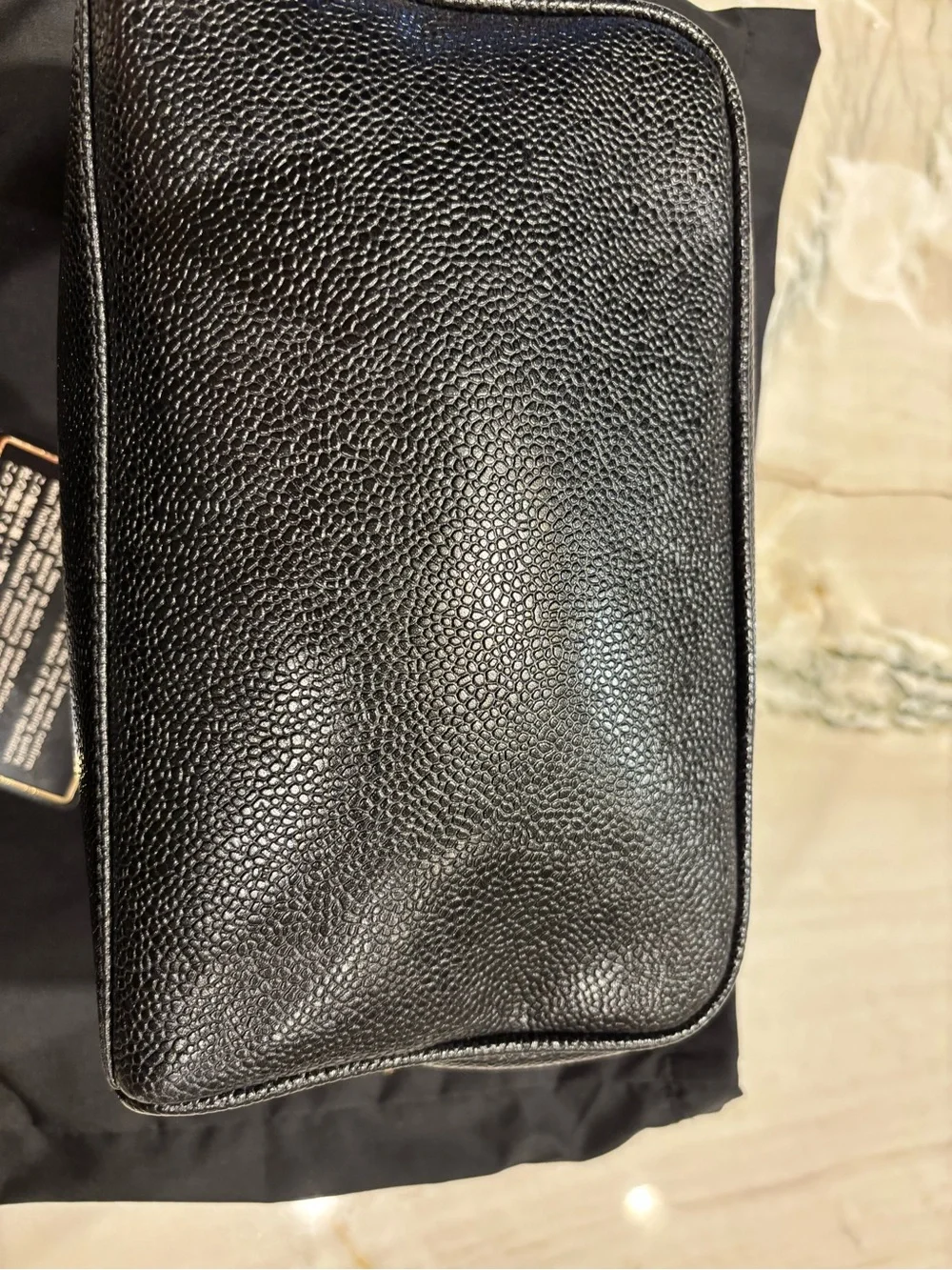 CHANEL Black Caviar Leather Zipped Cosmetic Pouch
